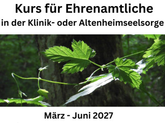 Plakat Seelsorgekurs mit grünen Blättern an einem Baum
